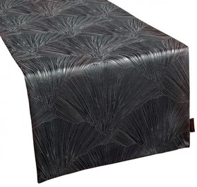 Elegantný zamatový stredový obrus v čiernej farbe s krásnym vzorom 40x140