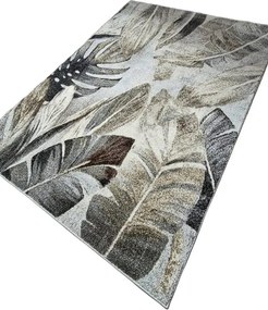 Koberec Villa 869 béžovo-sivý s listovým vzorom – viac rozmerov Rozmer: 80x150 cm