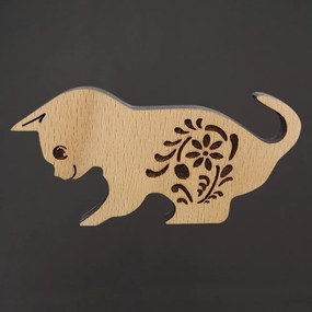 AMADEA Drevená dekorácia mačiatko, masívne drevo 9 x 4,5 cm