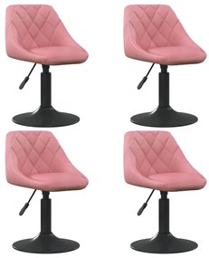 Otočné jedálenské stoličky 4 ks ružové zamatové 3088796