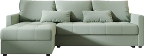 Rozkladacia obojstranná sedacia súprava do L VENORIA 220x143 cm, svetlozelená + 2 vankúšiky ZDARMA