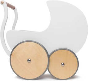 Drevený kočík pre bábiky a nácvik chôdze biela
