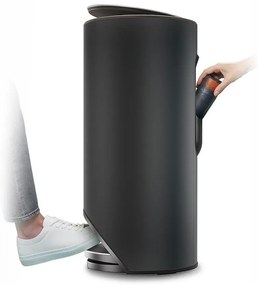 Matne čierny nášľapný kovový odpadkový kôš 30 l Arc – Joseph Joseph