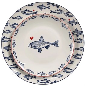 Porcelánový dezertný tanier s rybkami Sun Sea And Fish - Ø 20*2cm