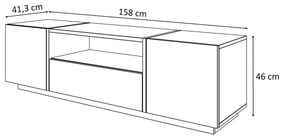 TV STOLÍK SANTINO ČIERNY LESK / ZLATÝ 158 cm