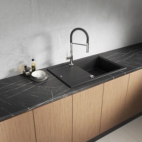 Laveo Megalo, 1-komorový granitový drez 780x500x185 mm, čierna škvrnitá, LAV-SBE_711T