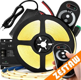Sada COB neónových LED pásikov 12V 5m 320 diod 60W 8mm - zdroj + diaľkový ovládač