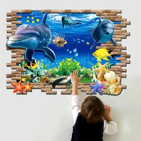 Veselá Stena Samolepka na stenu na stenu Roztomilé delfíny Veľkosť: 88 x 58 cm