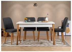 Jedálenský set Bimuvo 5 (borovica atlantická + biela + antracit) (pre 4 osoby). Vlastná spoľahlivá doprava až k Vám domov. 1095053