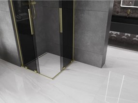 Mexen Velar L Duo, sprchový kút s posuvnými dverami 90 x 90 cm, 8mm šedé sklo, zlatá matná, 871-090-090-02-43-55