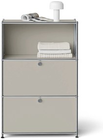Kovová komoda »CN3 Slim Line« s 2 výklopnými priečinkami, svetlosivá