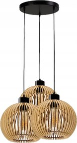 BERGE Stropné LED svietidlo LOFT 3xE27 - WOOD - čierne
