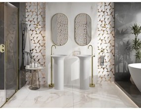 Mexen Leta, voľnestojace umývadlo z konglomerátu 45x45x83 cm, biela matná, 26574500