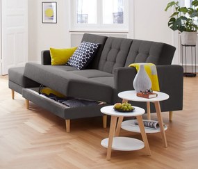 Rohová pohovka na spanie s pružinovým jadrom a lavicou s úložným priestorom