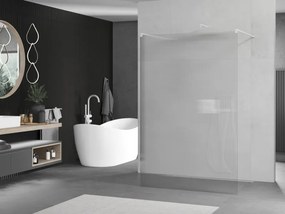 Mexen Kioto, sprchová zástena Walk-In 130 x 200 cm, 8mm sklo s rebrovým vzorom, biela profil, 800-130-002-20-09