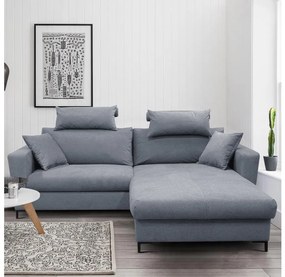 Rozkladacia rohová sedacia súprava s úložným priestorom do tvaru L HORTA, pravá, tmavošedá