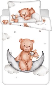 Obliečky do detskej postieľky Medvedík na mesiačiku - 100% bavlna - 40x60 cm + 100x135 cm