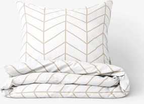 Goldea bavlnené posteľné obliečky - béžový cikcak na bielom 140 x 200 a 70 x 90 cm