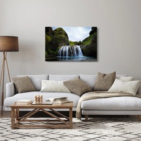 Obraz útesu s vodopádom (90x60 cm)