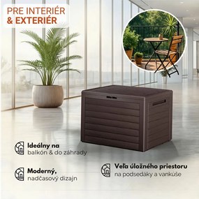 Úložný box WOODEBOX - 190L, 78x44x55cm, tmavo hnedá Prosperplast