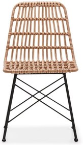 Súprava 4 ratanových jedálenských stoličiek Gabriela a čierneho stola Strong - Bonami Essentials