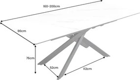 Rozkladací jedálenský stôl Alpine 43844 160/200x90cm Ceramik White marble  - Komfort-nábytok