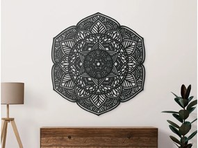 drevko Drevená mandala na stenu Kvety Rozmer obrazu: 125 x 112,5 cm, Farba dekorácie: Čierna