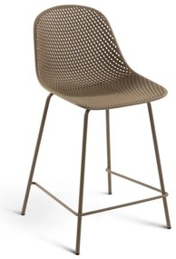 Béžová kovovo-plastová záhradná barová stolička Quinby – Kave Home