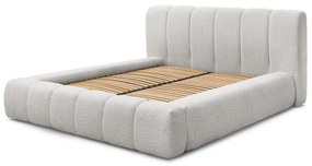 Svetlosivá čalúnená dvojlôžková posteľ s úložným priestorom s roštom 180x200 cm Denali – Bobochic Paris