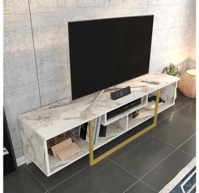 TV stolík/skrinka Aslana 150 (zlatá + biela) . Vlastná spoľahlivá doprava až k Vám domov. 1101387