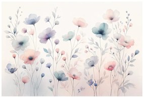Tapeta akvarelové pastelové kvety