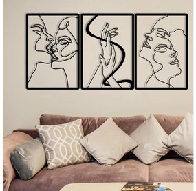 SADA 3x Nástenná dekorácia 109x50 cm láska kov