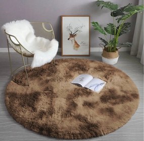 Okrúhly koberec Shaggy Ombre v hnedej farbe – vysoký vlas Rozmer: 80 cm