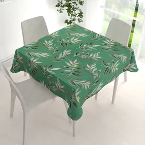 Biante Bavlnený štvorcový obrus Sandra SA-435 Popínavé listy na zelenom 110x110 cm