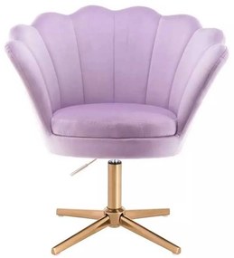 LuxuryForm DESIGN Kreslo FREY VELUR na zlatom kríži - levanduľa