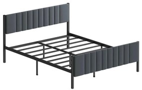Kovová dvojlôžková posteľ LUNOR 120x200 cm antracit nosnosť 120 kg