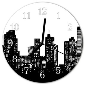 Nástenné sklenené hodiny Mestské budovy fi 30 cm