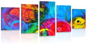 5-dielny obraz abstrakcia plná farieb