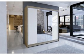 Šatníková skriňa s posuvnými dverami Bar II, Farby: čierna, Osvetlenie: osvetlenie LED RGB - farebné