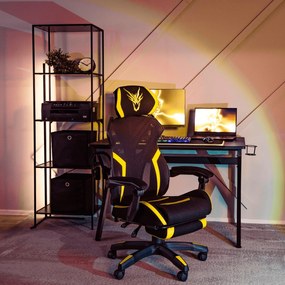 Herná stolička Maximo s podnožkou čierna/žltá