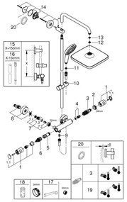GROHE 26697001 - Sprchový systém VITALIO COMFORT 250 250 × 250 mm lesklý chróm