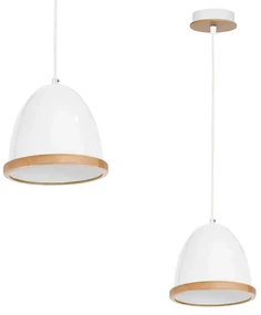 Závesné svietidlo Studio, 1x drevené/biele kovové tienidlo, (fi 21cm), w/br
