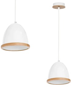 Závesné svietidlo Studio, 1x drevené/biele kovové tienidlo, (fi 21cm), w/br