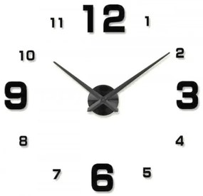 3D Nalepovacie hodiny Clock BIG 3-12 XL, čierne 90-130cm