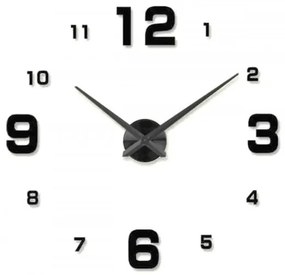 3D Nalepovacie hodiny Clock Big 3-12 L, čierne 80-130cm