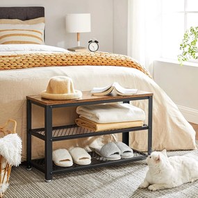 Vasagle Lavica do predsiene s priestorom na topánky INDY, 73x30x45cm, hnedá/čierna