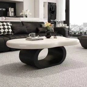 LuxuryForm DESIGN Konferenčný stolík DECO 120 × 79 cm – biely, čierna podnož - II. akosť