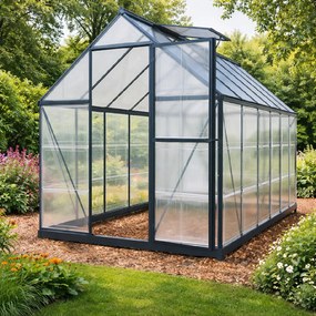 Skleník so základňou BestBerg SH‑6B / 6,6 m² / 364 × 182 × 208 cm / čierna