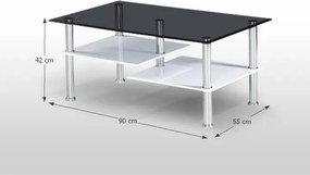 Konferenčný stolík Sven - oceľ / čierna / biely vysoký lesk
