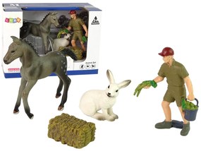 Lean Toys Sada figúrky so sivým žriebätkom a zajačikom